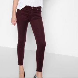 7 For All Mankind Suede Mid Rise Skinny Leg Jeans